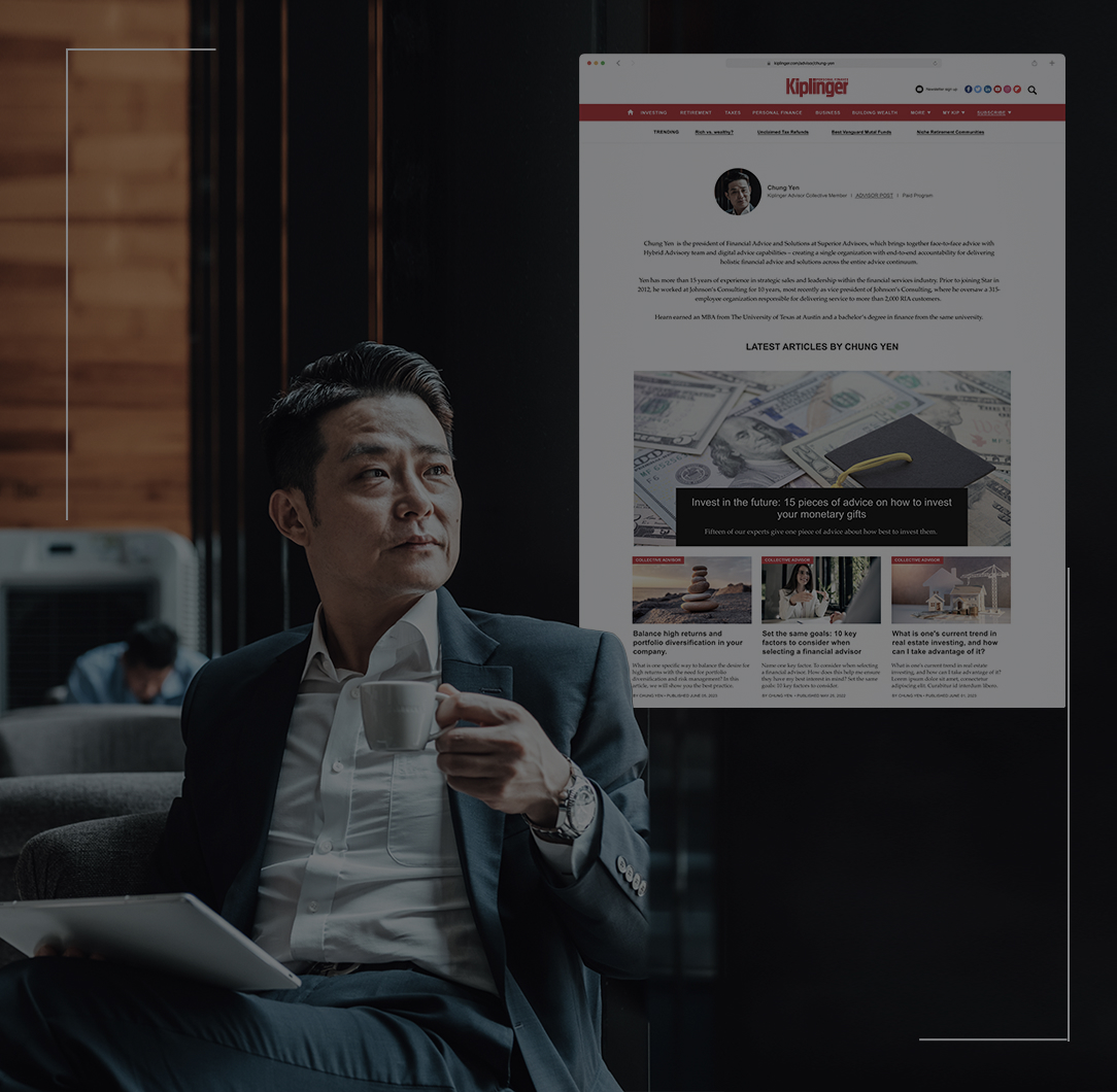 Premium IA man in a suit holds a cup of coffee while on his tablet. mage@2x Premium IA man in a suit holds a cup of coffee while on his tablet. mage@2x