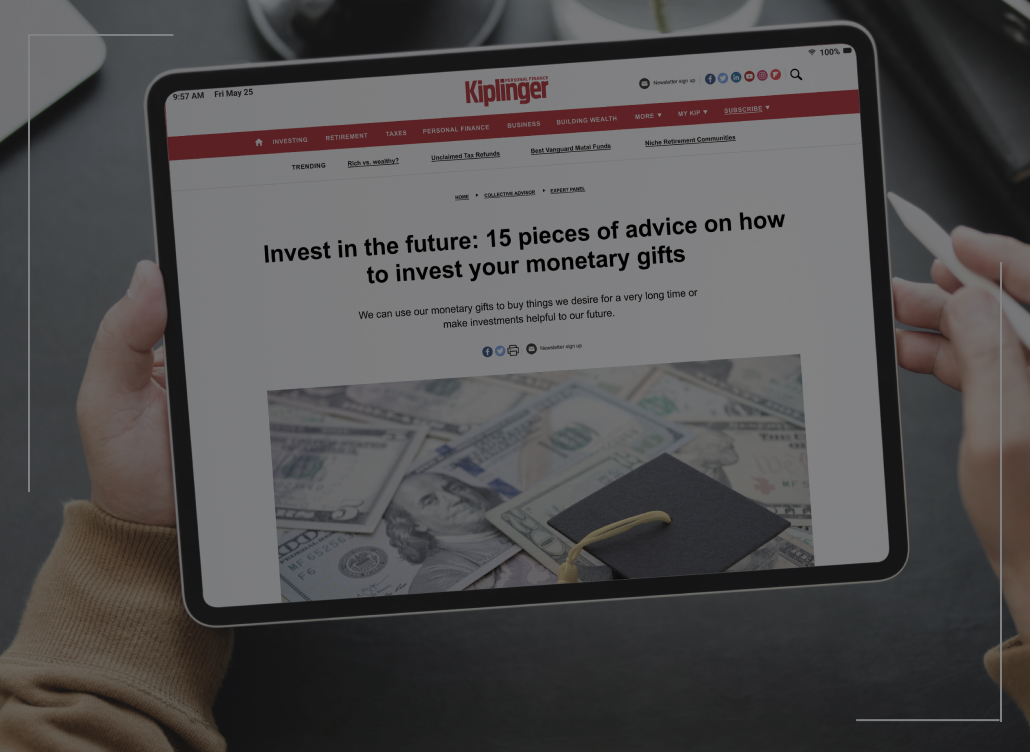 A blog article from Kiplinger on a tablet. A blog article from Kiplinger on a tablet.